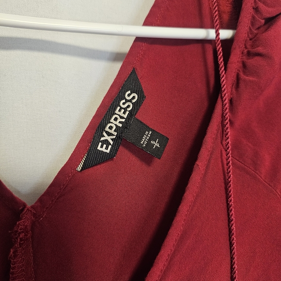 Express Burgundy Romper with Lace Sleeves Women's Small - Picture 6 of 9